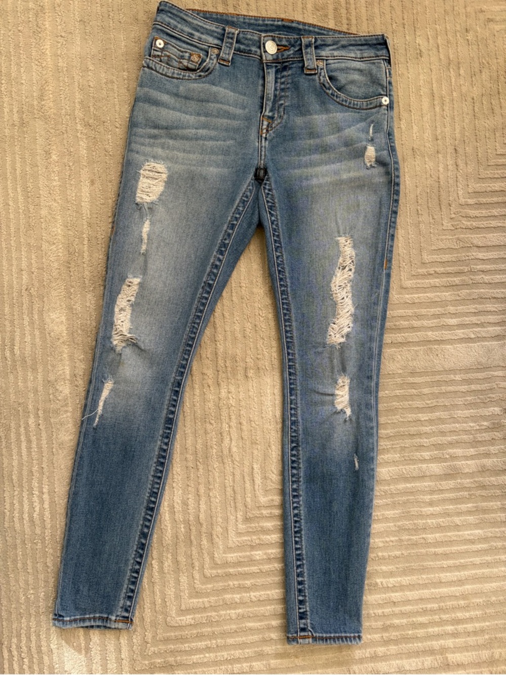 True Religion Blue Distressed Women's Skinny Jeans